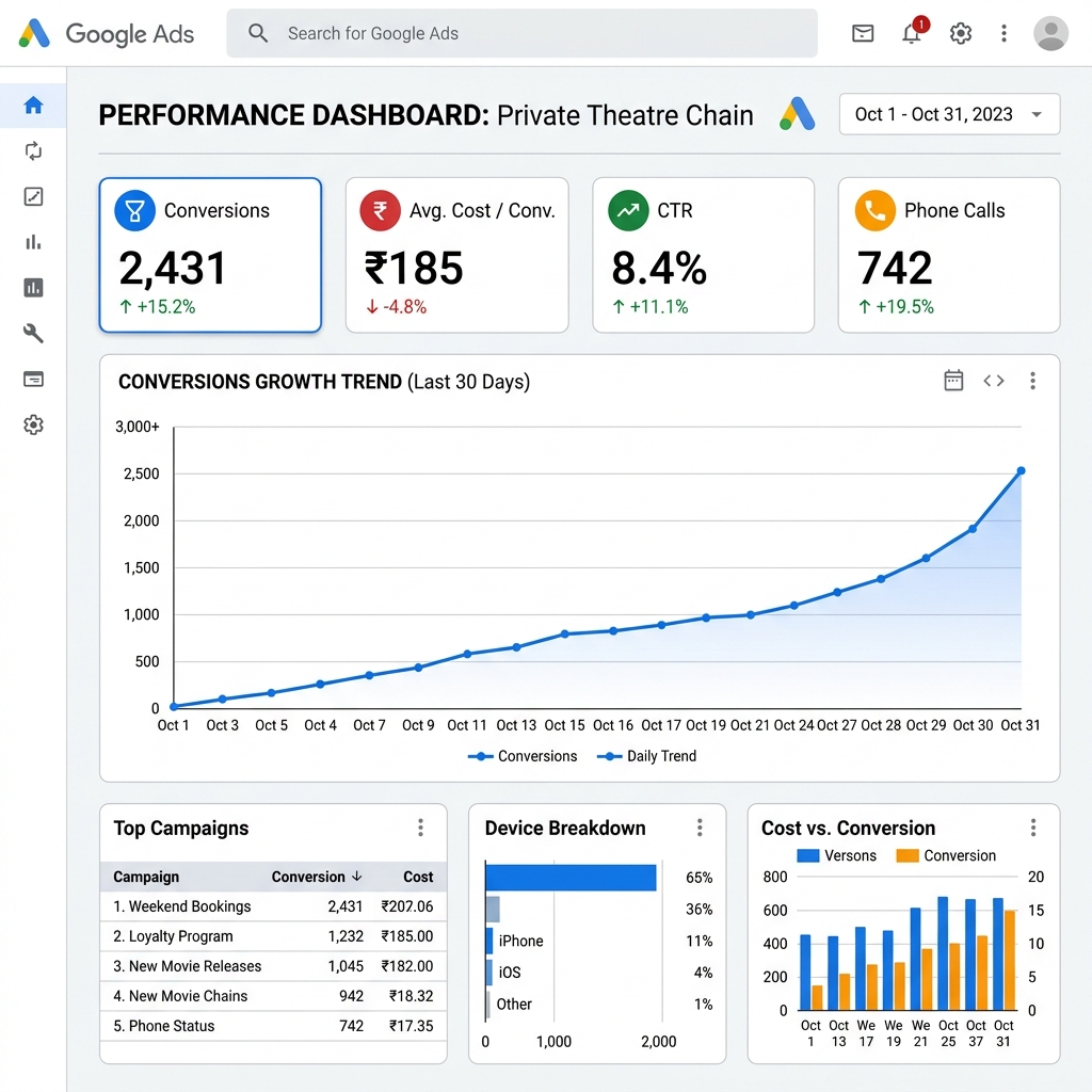 Google Ads Dashboard - Theatre Chain