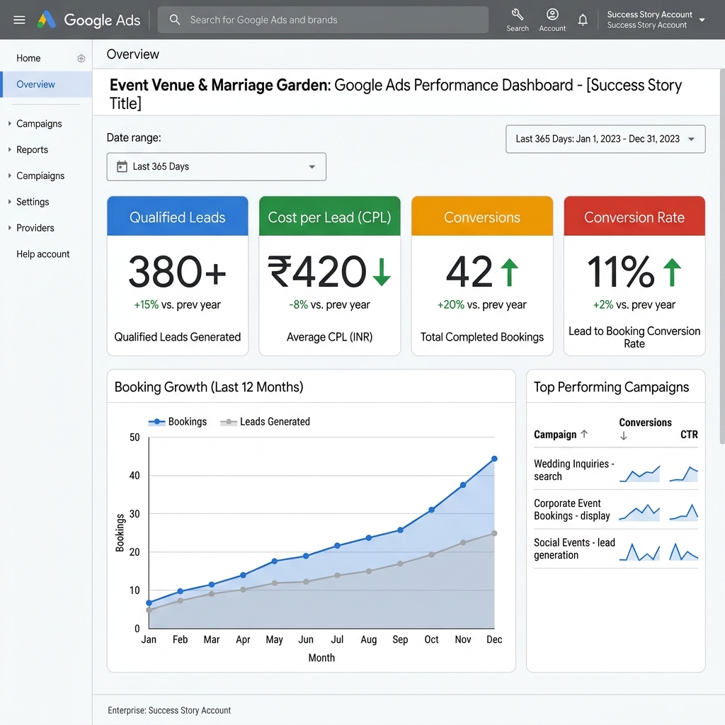 Google Ads Dashboard - Event Venue